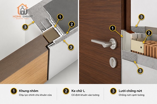 Khuôn cửa âm và các phụ kiện đi kèm giá tốt